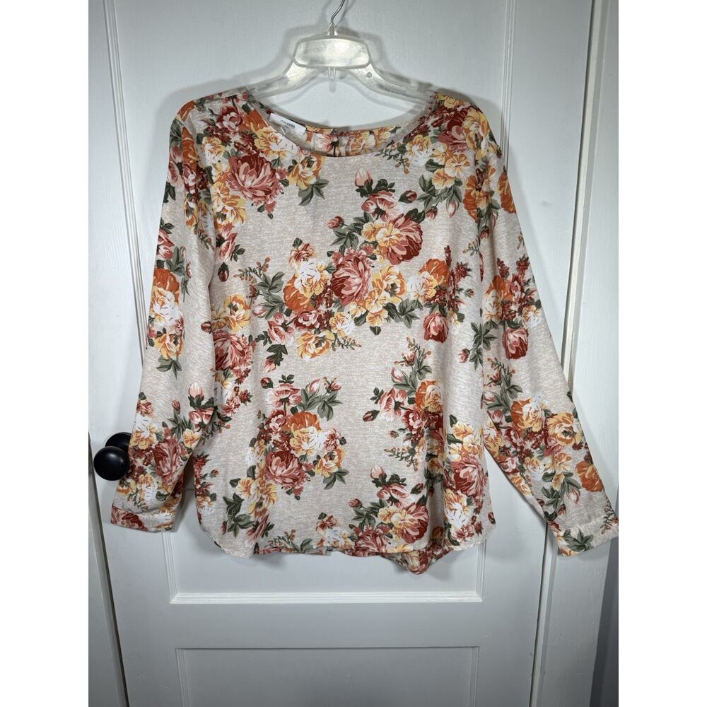 NWT Maurice’s Woman Floral Top Size XXL Pullover Button Back Detail Long Sleeve